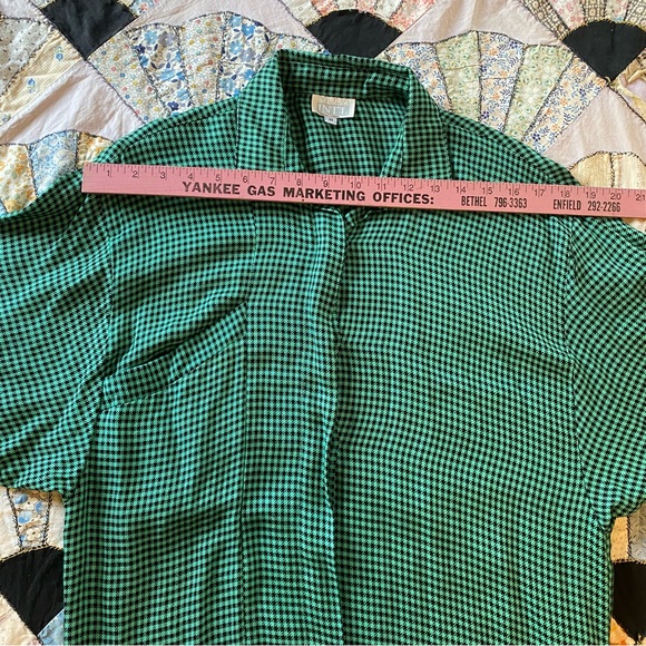 VINTAGE Dress MODA INTL Green Black Checkered Plaid Pencil Bottom Roomy Top 8 - Picture 8 of 16